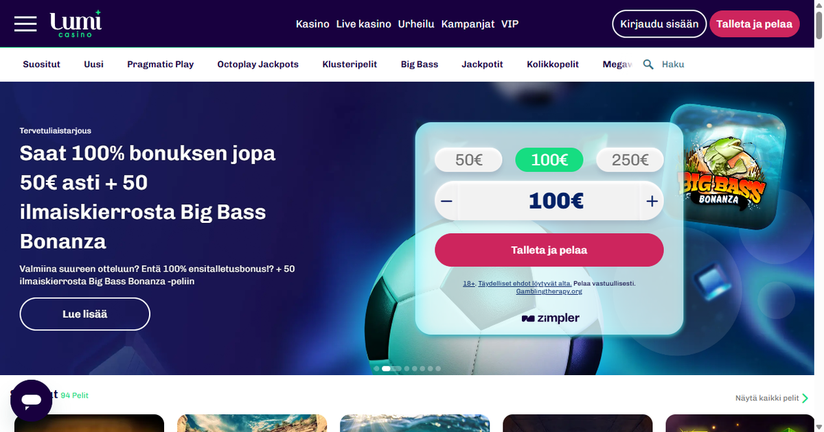 Lumicasino – tervetuliaisbonus ja ehdot 2026