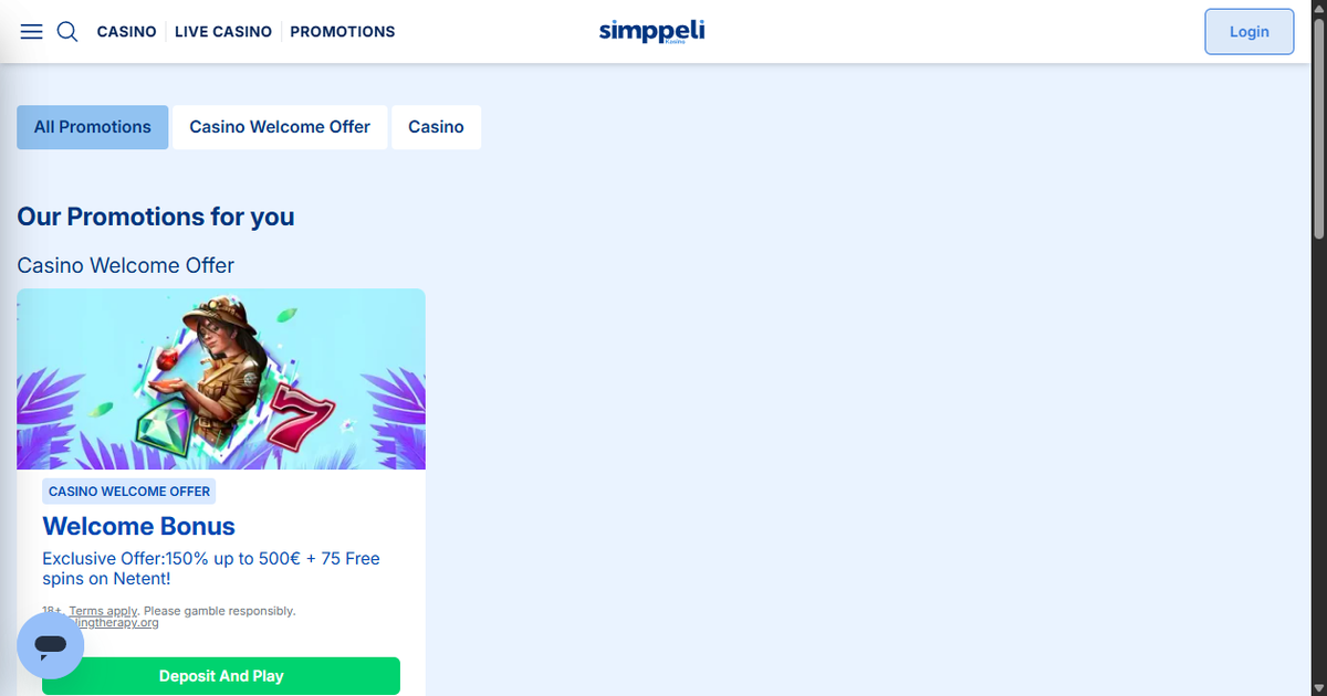 Simppeli – tervetuliaisbonus ja ehdot 2026